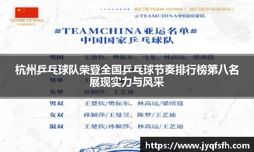 杭州乒乓球队荣登全国乒乓球节奏排行榜第八名展现实力与风采
